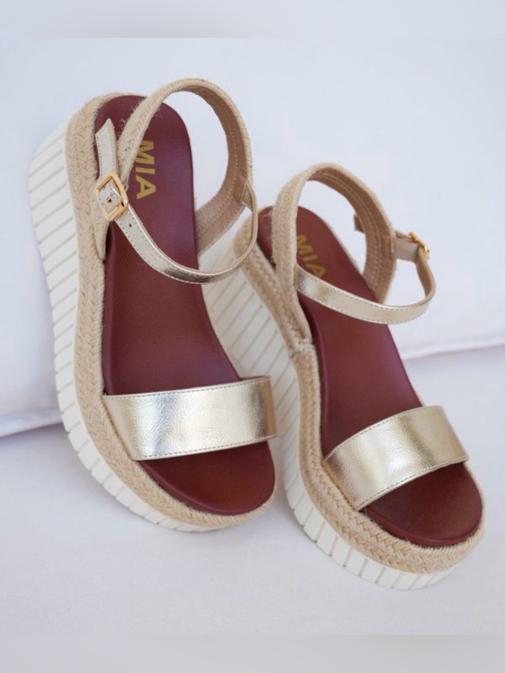 MIA Platform Espadrille Wedge Sandals Gold